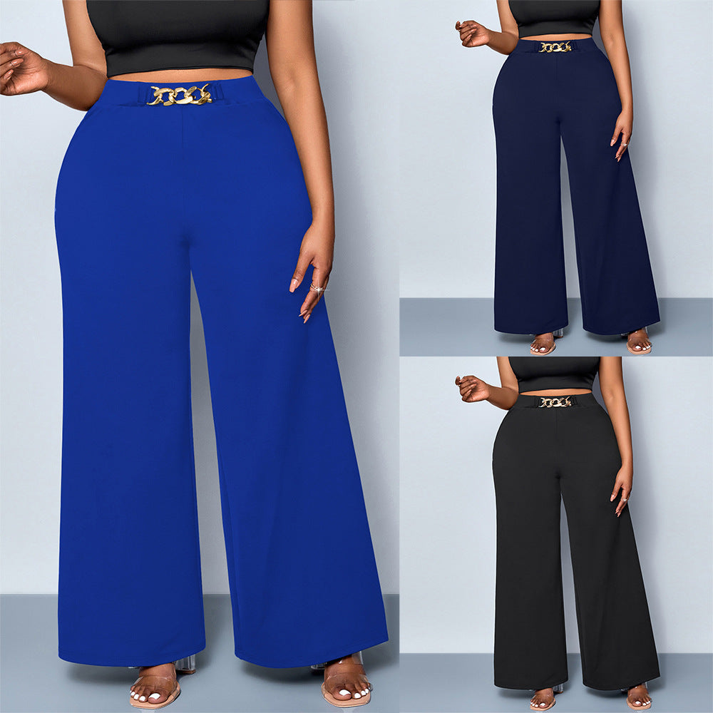 Plus Size Metal Buckle Pants