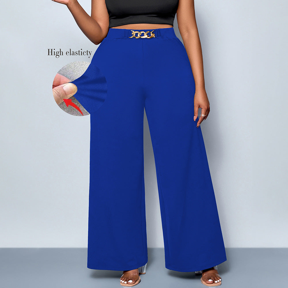 Plus Size Metal Buckle Pants