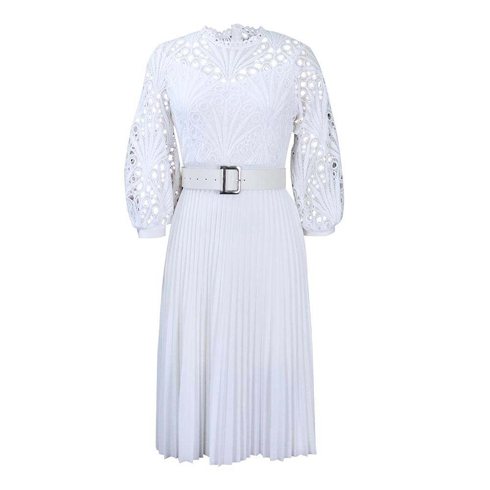 Lace Pleated Plus Size Dress