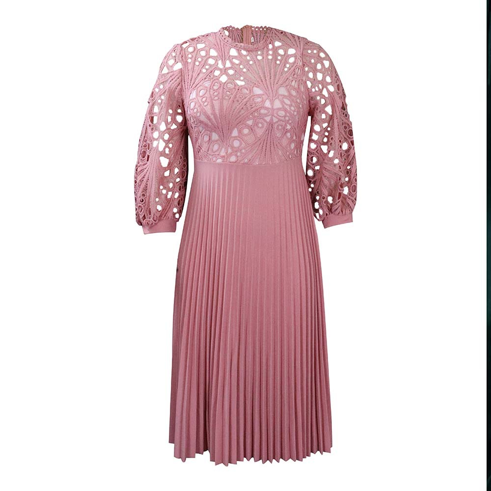 Lace Pleated Plus Size Dress