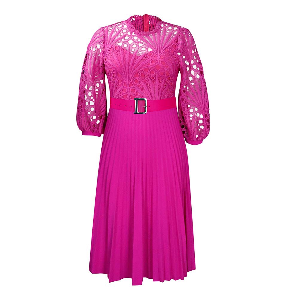 Lace Pleated Plus Size Dress