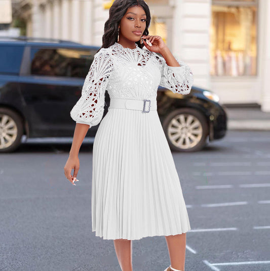 Lace Pleated Plus Size Dress