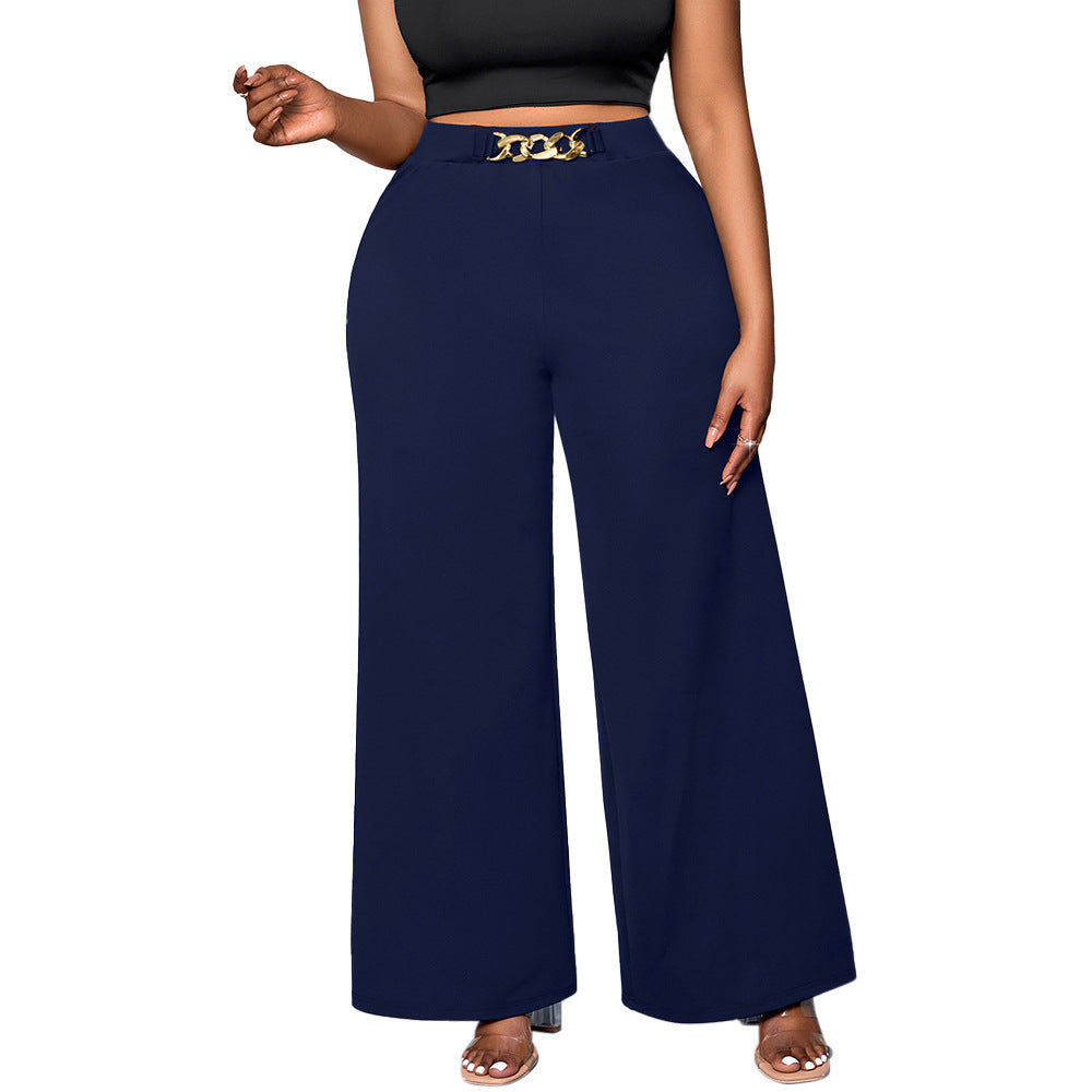 Plus Size Metal Buckle Pants