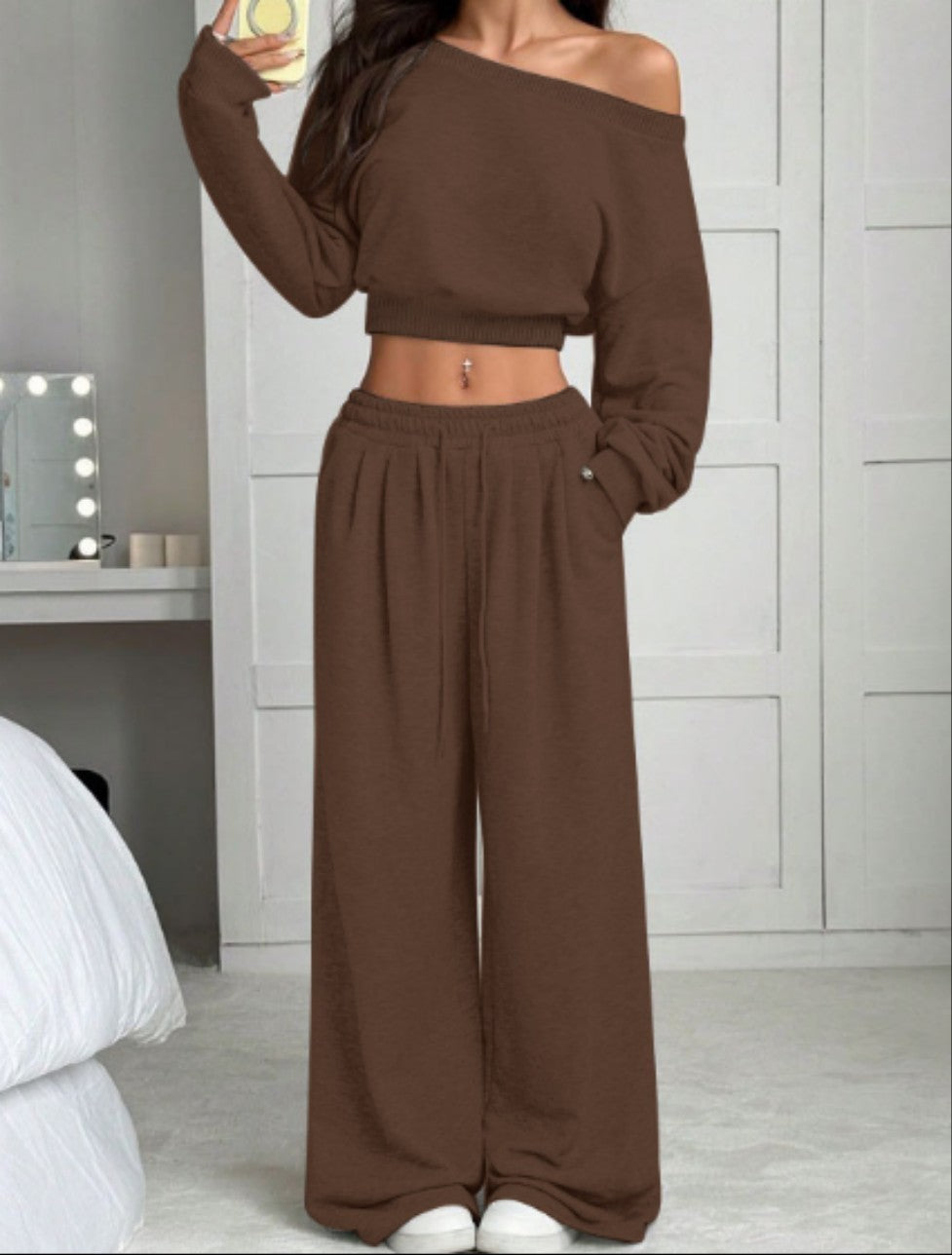 Off-the-shoulder Pants Set